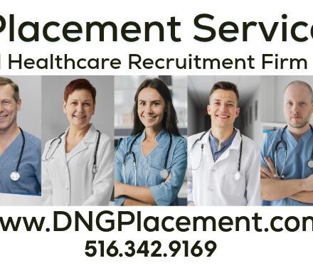 Healthcare professionals in recruitment firm advertisement.