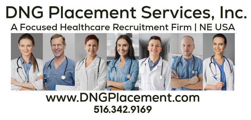 Healthcare professionals in recruitment firm advertisement.