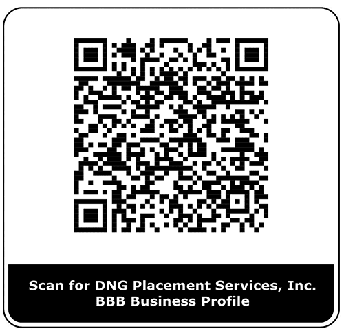 QR linking to DNG Placement Services BBB profile