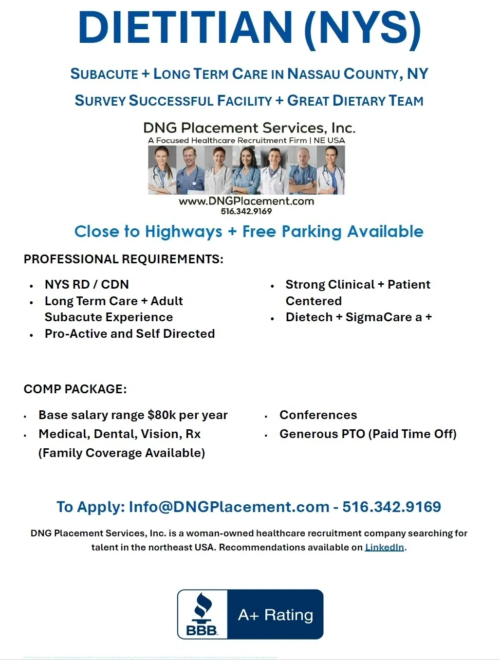 Dietitian job listing in Nassau County, NY.