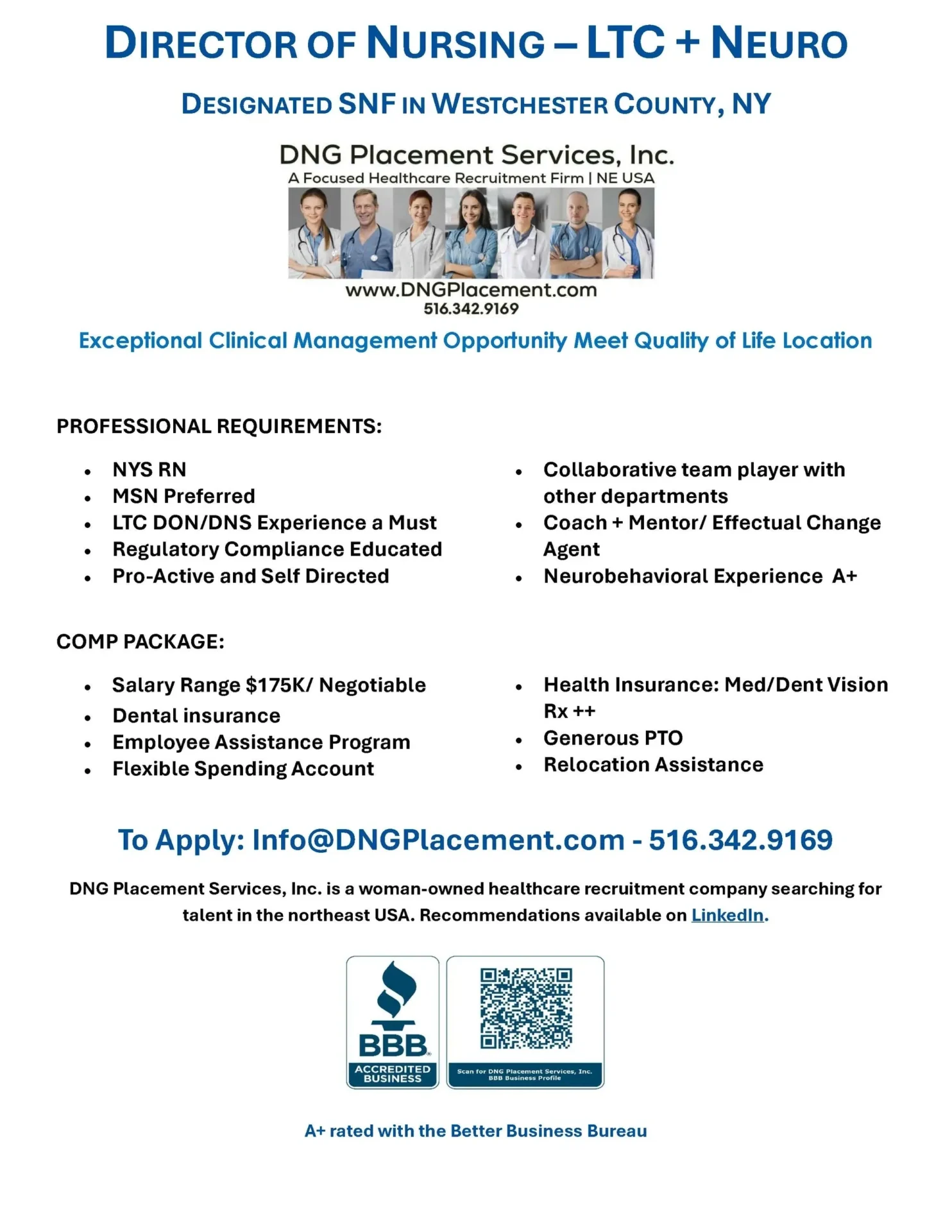 Director of Nursing job advertisement flyer.