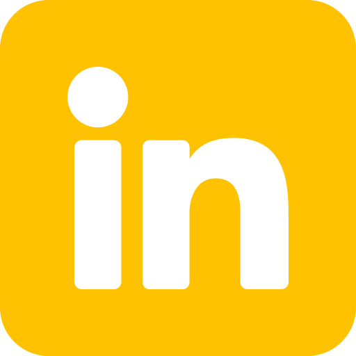 Yellow LinkedIn logo with black "in" letters.